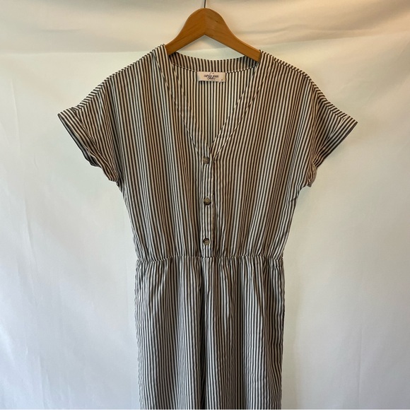 Carly Jean Los Angeles CJLA Grey Striped Brighton Jumpsuit Small - Picture 5 of 15